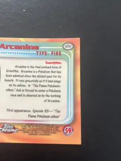 2000 Topps Chrome Pokemon TV Animation Edition Arcanine #59 - Image 5