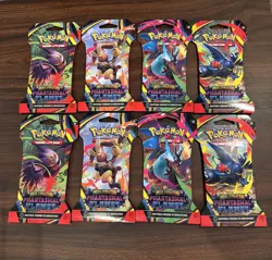 Lot x8 Pokemon Mega Evolution Phantasmal Flames Sleeved Booster Pack Art Sets x2 - Image 1