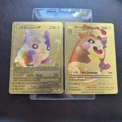 Pokemon Set Morpeko V Basic & Morpeko Vmax Gold Foil Fan Art Cards See Photos - Image 1