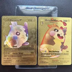 Pokemon Set Morpeko V Basic & Morpeko Vmax Gold Foil Fan Art Cards See Photos - Image 4
