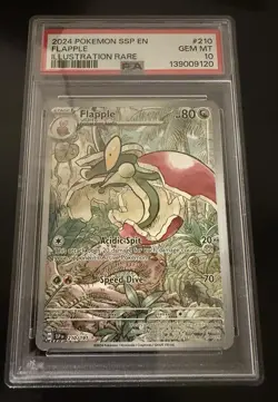 Pokemon TCG Flapple Illustration Rare Card 210/191 Surging Sparks PSA 10 - Image 1