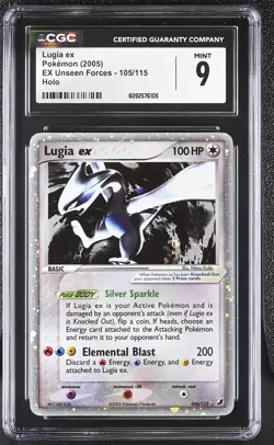 CGC 9 MINT Lugia ex 2005 EX Unseen Forces 105/115 Holo Pokemon Card - Image 1