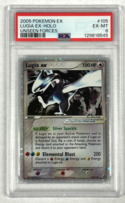 Lugia Holo Rare 2005 Pokemon EX Unseen Forces #105/115 PSA 6 EX-MT - Image 1