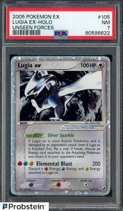 2005 Pokemon Ex Unseen Forces #105 Lugia Ex - Holo PSA 7 NM - Image 1