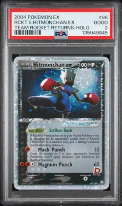 2004 POKEMON EX TEAM ROCKET RETURNS #98 ROCKET'S HITMONCHAN EX-HOLO PSA 2 - Image 1