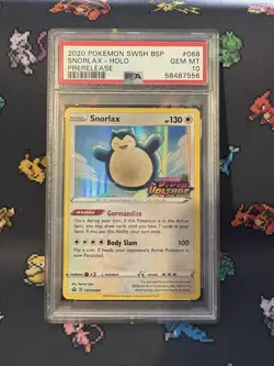 Pokemon Card Snorlax Prerelease Holo SWSH068 Vivid Voltage ENG Gem Mint PSA 10 - Image 1