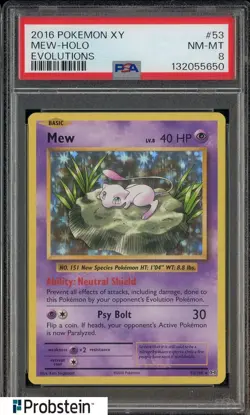 2016 Pokemon XY Evolutions #53 Mew Holo PSA 8 NM-MT - Image 1
