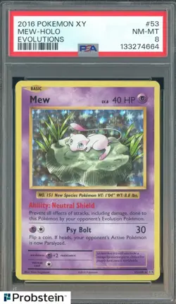 2016 Pokemon XY Evolutions #53 Mew - Holo PSA 8 NM-MT - Image 1