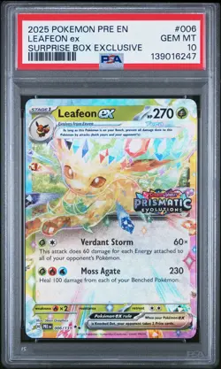 2025 POKEMON PRE EN-PRISMATIC EVOLUTIONS #006 LEAFEON EX PSA 10 - Image 1