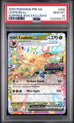 2025 POKEMON PRE EN-PRISMATIC EVOLUTIONS #006 LEAFEON EX PSA 10 - Image 1