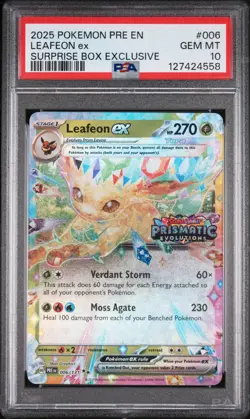 2025 POKEMON PRE EN-PRISMATIC EVOLUTIONS #006 LEAFEON EX PSA 10 - Image 1
