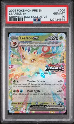 2025 POKEMON PRE EN-PRISMATIC EVOLUTIONS #006 LEAFEON EX PSA 10 - Image 1
