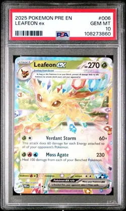 2025 POKEMON PRE EN-PRISMATIC EVOLUTIONS #006 LEAFEON EX PSA 10 - Image 1
