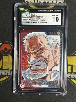 Cgc 10 MONKEY D. GARP OP02-002 L ALT ART 2022 ONE PIECE CARD JAPANESE M457 - Image 1
