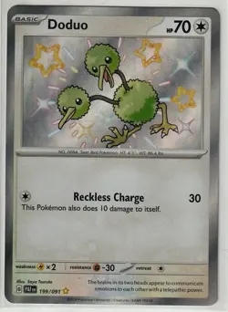 Doduo Baby Shiny Rare SV Paldean Fates Pokemon TCG Card 199/091 NM Condition - Image 1