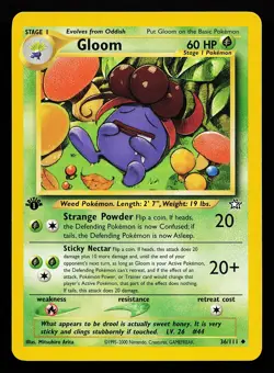 Gloom 36/111 Uncommon 1st Edition Neo Genesis Pokemon Card - Image 1