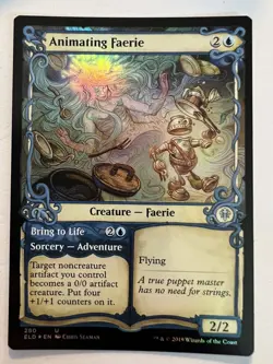 Animating Faerie / Bring to Life- FOIL ALTERNATE ART- MTG Throne of Eldraine- NM - Image 1