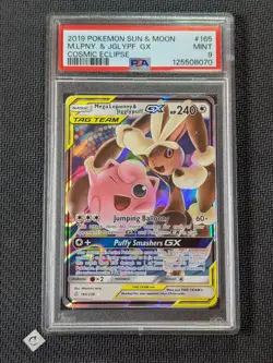 Mega Lopunny & Jigglypuff GX 165/236 PSA 9 MINT Cosmic Eclipse Tag Team Pokemon - Image 1