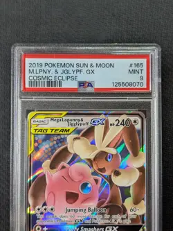 Mega Lopunny & Jigglypuff GX 165/236 PSA 9 MINT Cosmic Eclipse Tag Team Pokemon - Image 4