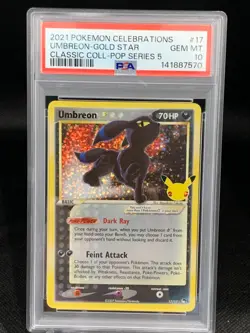 2021 Pokemon Celebrations Umbreon Gold Star 17/17 PSA 10 GEM MT - Image 1