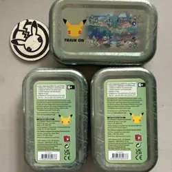 Lot Of 3 EMPTY Pokemon TCG Celebrations Mini Tins Each With Metallic Coin - Image 2