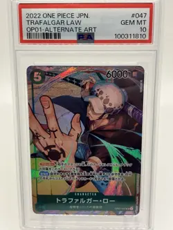 One Piece PSA 10 Trafalgar Law OP01-047 Errata Japanese Romance Dawn Alt Art - Image 1