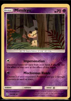Pokemon TCG - Mimikyu (96) Uncommon SM - Cosmic Eclipse 96/236 NM Reverse Holo - Image 1