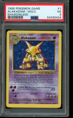 PSA 3 VG Pokemon Alakazam Base Set Shadowless Holo 1/102 - Image 1