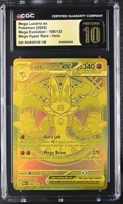 Mega Lucario EX 188/132 Gold Secret Rare CGC Pristine 10 Pokemon Mega Evolution - Image 1