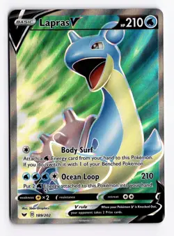 Lapras V 189/202 Full Art - Pokemon Card Sword & Shield Base Set - Near Mint - Image 1
