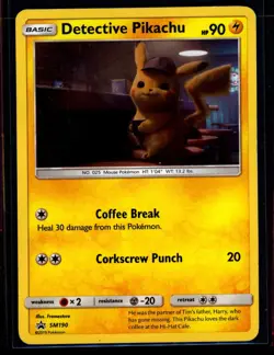 Detective Pikachu Movie Promo Holo SM190 Pokemon Card DMG TCG Pokemon 0102#191 - Image 1