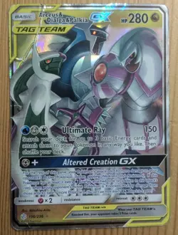 Pokemon TCG Arceus & Dialga & Palkia GX Tag Team Holo Rare Card 156/236 DMG - Image 1
