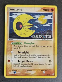 Lunatone 36/107 Pokemon Ex Deoxys Reverse Holo Card Damaged - Image 1