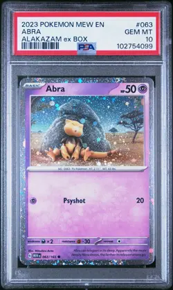 PSA 10 Abra 063/165 Mew En Alakazam Box Cosmo Holo Promo English Pokemon Card - Image 1