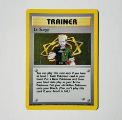 Vintage Pokemon Card WOTC Rare Holo LT. SURGE Trainer Gym Heroes 17/132 - Image 1
