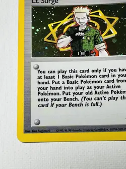 Vintage Pokemon Card WOTC Rare Holo LT. SURGE Trainer Gym Heroes 17/132 - Image 5