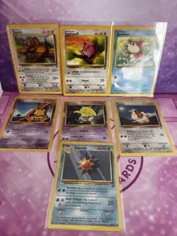 Vintage Pokemon Lot MP Base Set 2 (7 Card Lot) As Seen - Image 1