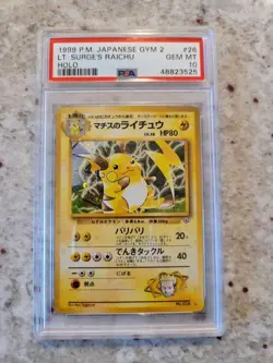 💎💎 1999 Lt Surges Raichu PSA 10 Japanese Pokemon #26 Gem Mint - Image 1