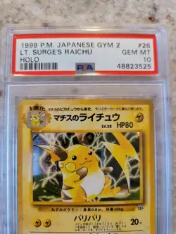 💎💎 1999 Lt Surges Raichu PSA 10 Japanese Pokemon #26 Gem Mint - Image 2
