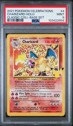 Pokemon Charizard 4/102 Celebrations Classic Collection Holo PSA 9 2021 - Image 1