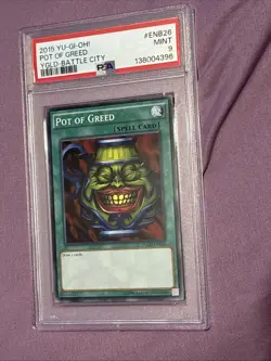 Yugioh Pot Of Greed PSA 9 YGLDENB26 - Image 1