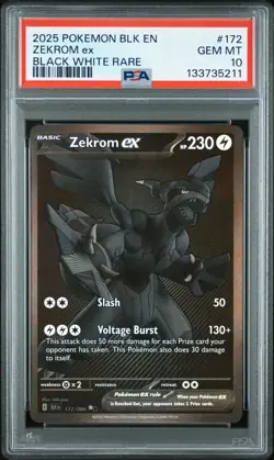 2025 POKEMON BLK EN-BLACK BOLT BLACK WHITE RARE #172 ZEKROM EX PSA 10 - Image 1