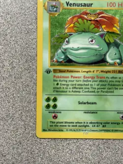 Venusaur Base Set 15/102 1st Edition Shadowless Pokemon Holo Foil Rare MP/HP - Image 4