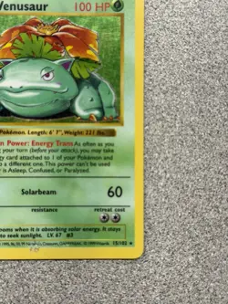 Venusaur Base Set 15/102 1st Edition Shadowless Pokemon Holo Foil Rare MP/HP - Image 5