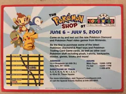 RARE 2007 Pokemon Shop NYC Diamond And Pearl Toys R Us Event Postcard! - Image 3