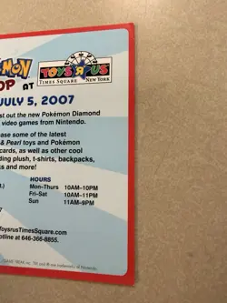RARE 2007 Pokemon Shop NYC Diamond And Pearl Toys R Us Event Postcard! - Image 5