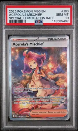 2025 POKEMON MEG EN-MEGA EVOLUTION #183 ACEROLA'S MISCHIEF PSA 10 - Image 1