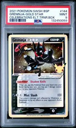 2021 POKEMON SWSH BLACK STAR PROMO #144 GRENINJA-GOLD STAR PSA 9 - Image 1