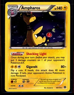 Pokemon TCG Card Ampharos Steam Siege 40/114 HOLO Rare - NM 0408#251 - Image 1