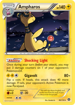 1x Ampharos 40/114 HOLO RARE XY Steam Siege Pokemon TCG Card NM - Image 1